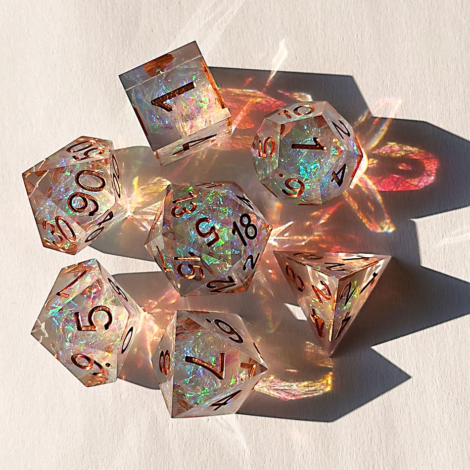 Handmade Water Lily Soul Sharp Edge Resin Dice For Dungeons & Dragon D&d Game Dragon Dnd Die