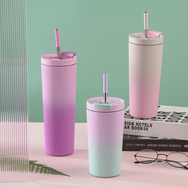 2024 Leisure Style Stainless Steel Vacuum Small Tumbler With Straw 24Oz