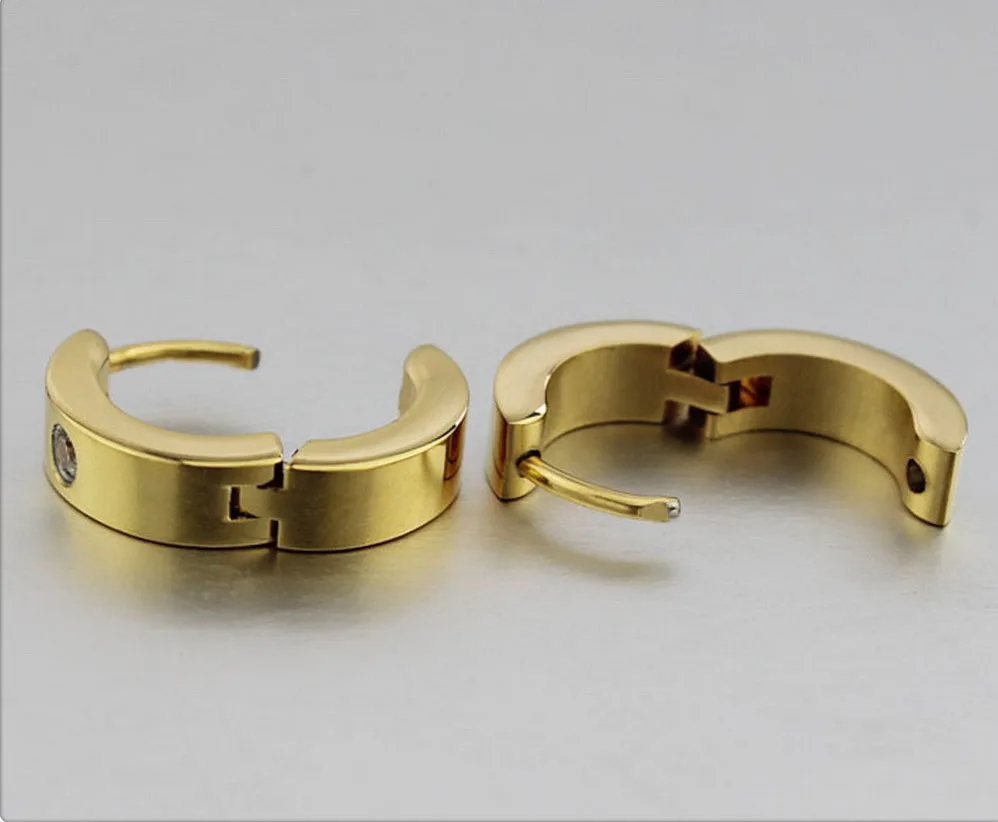 Wholesale elegant luxury new arrival Dubai stainless steel zircon cz cubic thick hoop earrings 18k gold earrings