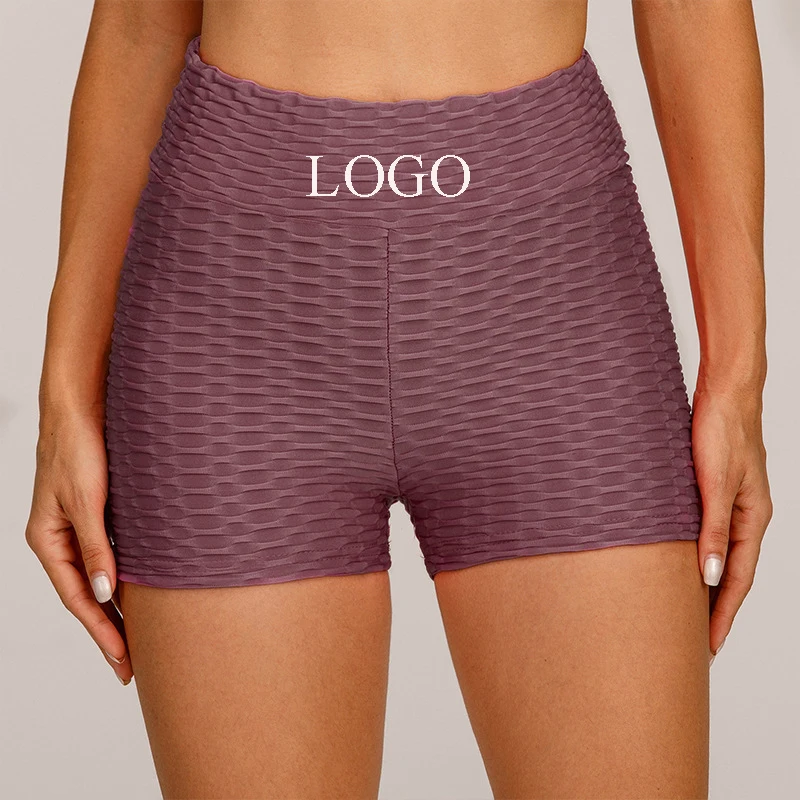 Hot Sale Women Bubble Textured Tight Pants High Elastic Waist Scrunch Butt Lifting Fitness Running Shorts