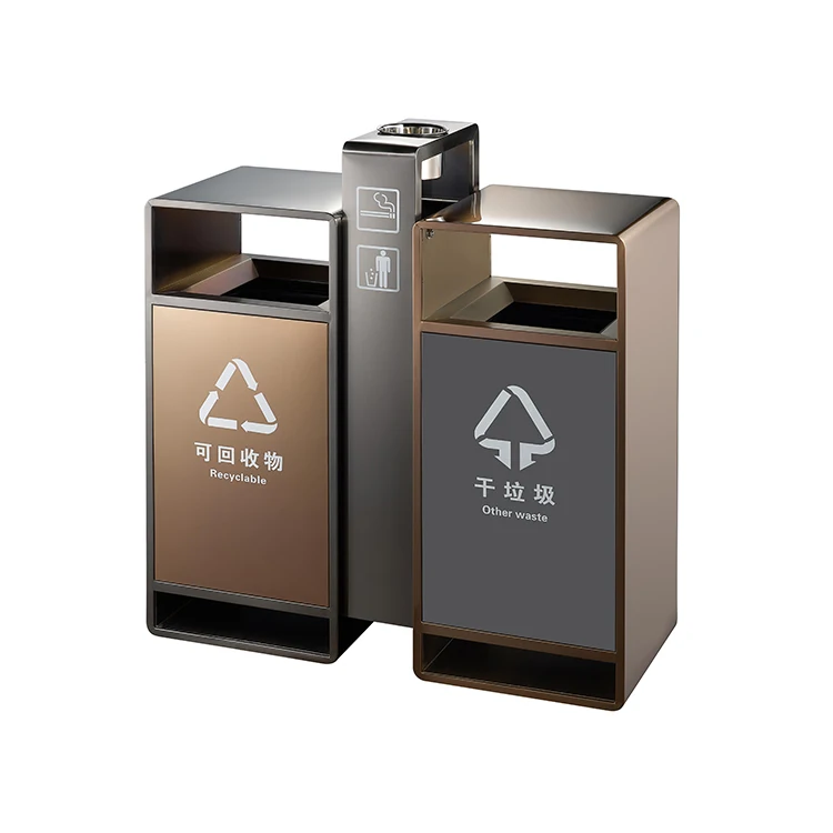 Outdoor Trash container Recycling waste bin with  Ashtray compost bin