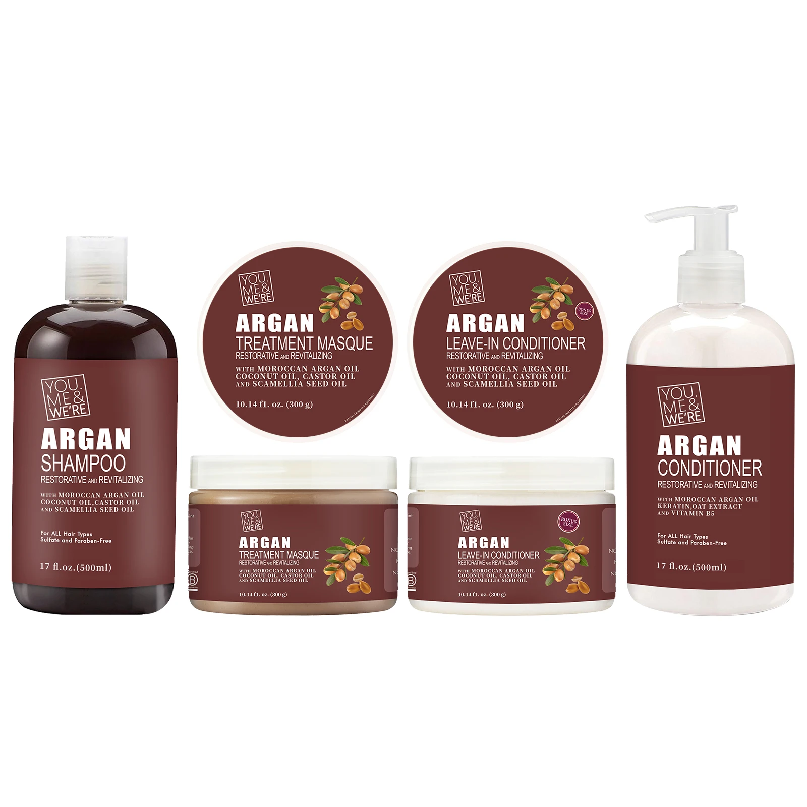 Argan Oil Shampoo and Conditioner Set - with Keratin, Restorative & Moisturizing, Sulfate Free - All Hair Types & Color Treated