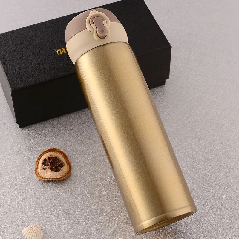 Wholesale 304 stainless steel vacuum flask Double wall vacuum cartoon bounce pea water bottle advertising gift water mug