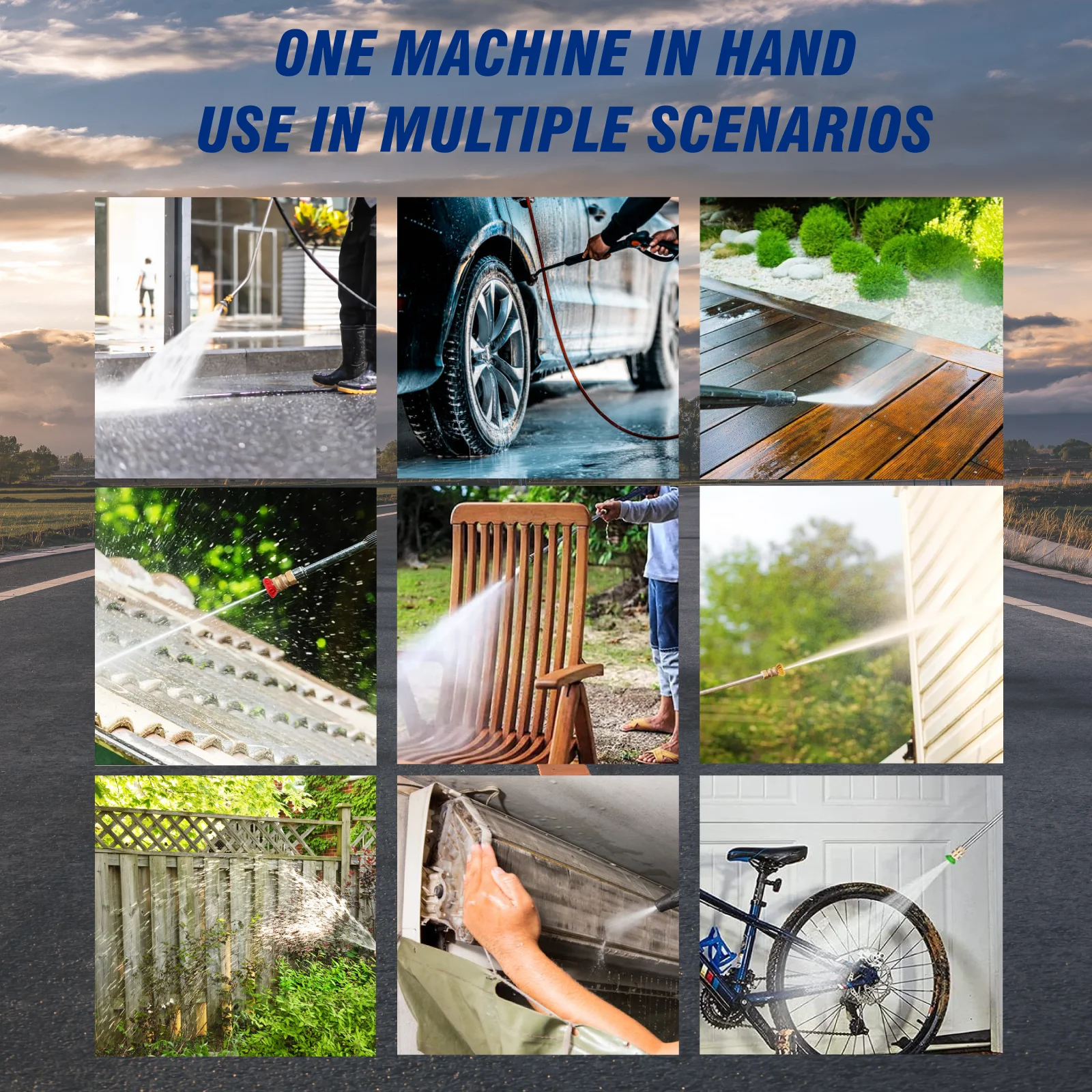 OME 3800psi/262bar Gasoline High Pressure Car Washing With Triplex pump 4 nozzle 7hp engine car washing machine for household