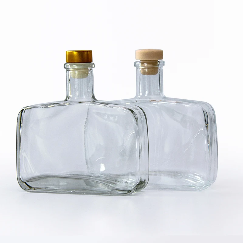 Popular Flat Square Shaped 500ml Clear Perfume Vase Aroma GlassReed Diffuser  Bottles