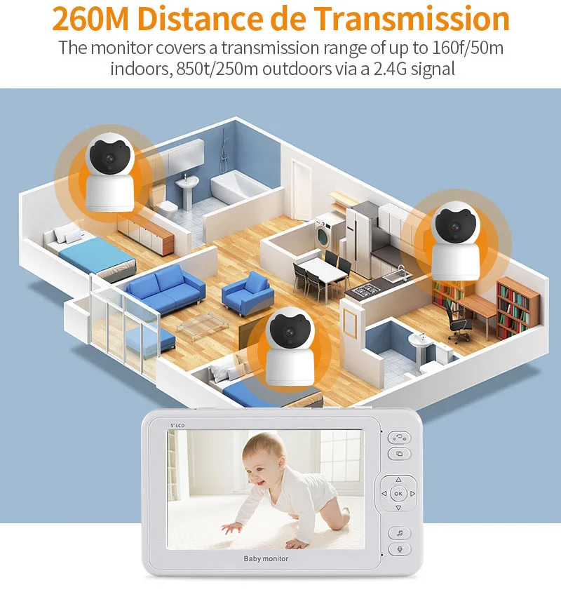 2021 ACPRO Newest 5 Inch High Quality Baby Monitor