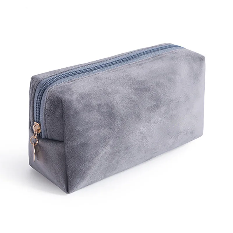 OEM/ODM Novation Multi Color Luxury Velvet Makeup BagPouch With Gold Zipper Women Travel Custom Velour Make Up Cosmetic Bags