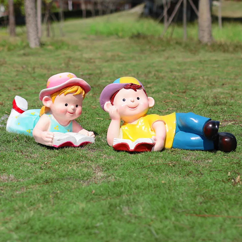 Customized 3D Cartoon Child Resin Sculpture Giant Children Fiberglass Outdoor