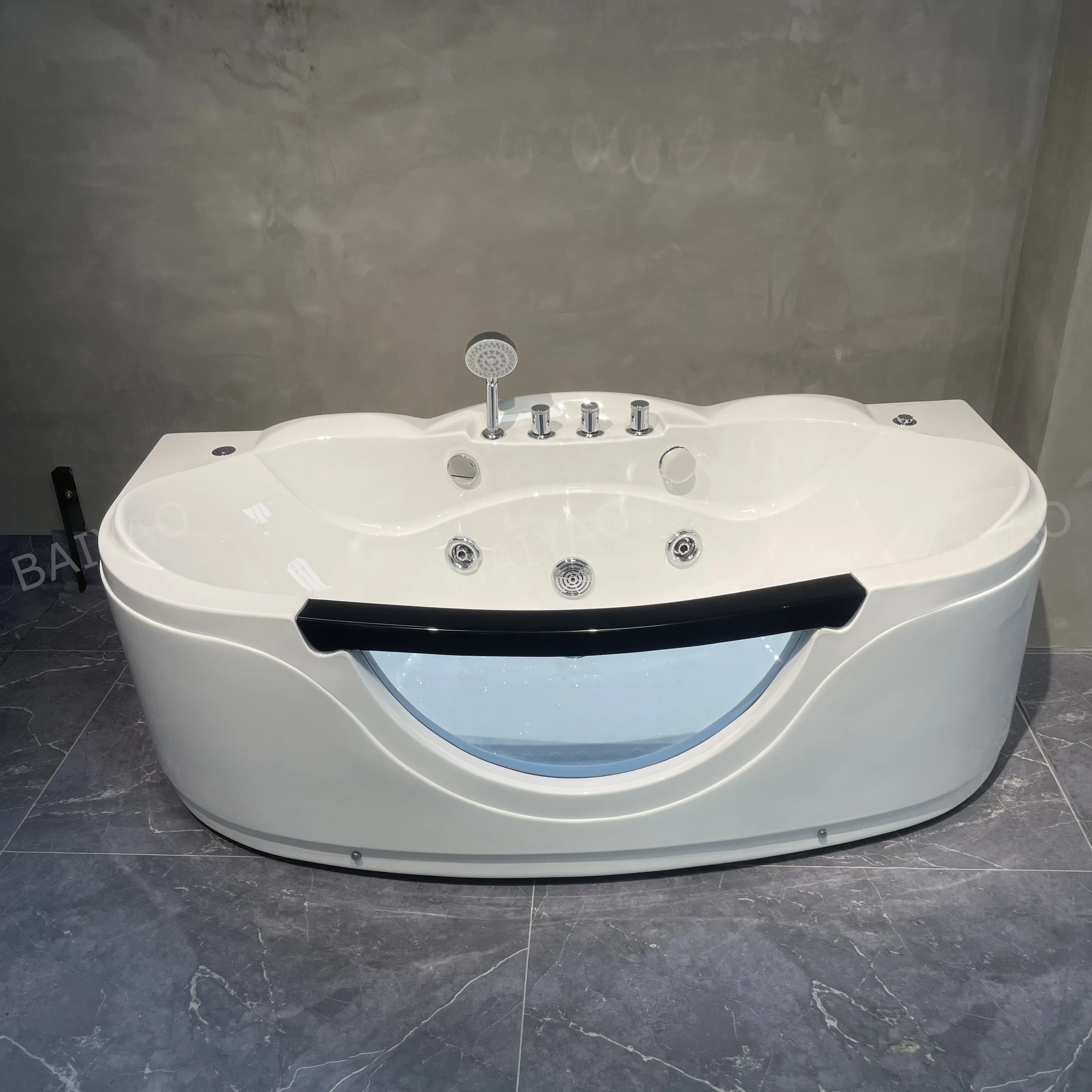 Victorian Garden Jacuzzier Deluxe Double Acrylic Bath With Massage Jets & Colorful LED Display