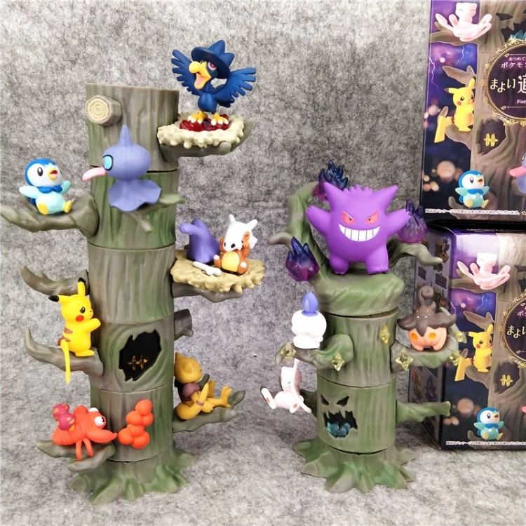 JM Japanese Anime Pokemoned PVC Tree Stump 8pcs Pocket Monster Figures Doll Pokmon Go Forest Figure Toy for Gift Popular