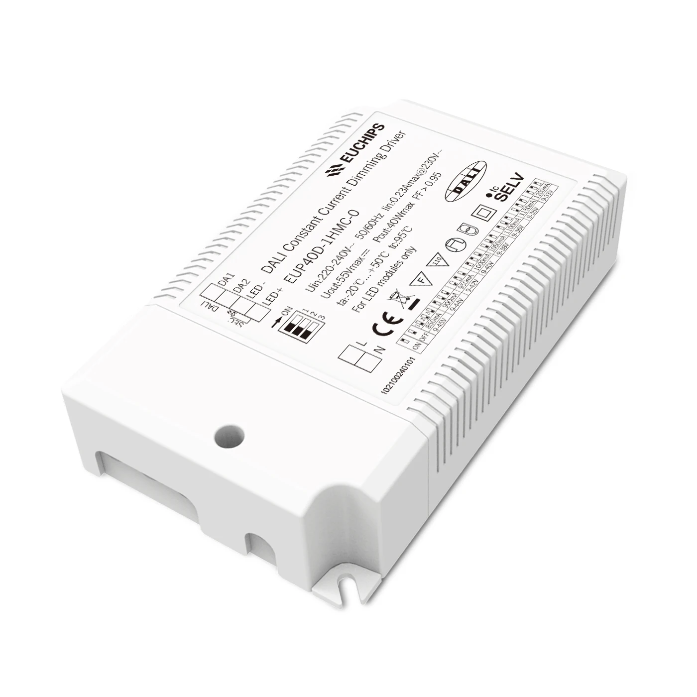 EUCHIPS 40W High Power Selectable LED Dimming Driver Dali Constant Current Dimmable Led Driver for Lighting Systems