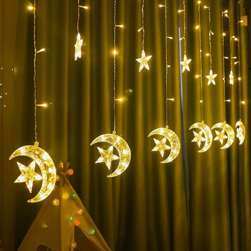 Ramadan Decoration Lights String Stars Moon Curtain Lights Eid Decoration Lights