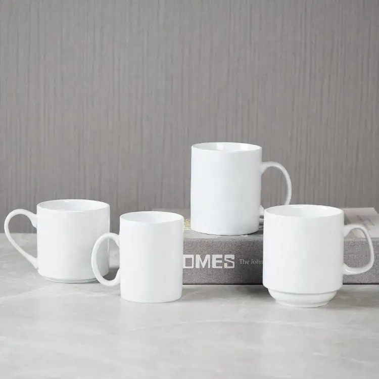 Customized Logo Cheap Pure White Porcelain 175ML Coffee Milk Cup With Handle