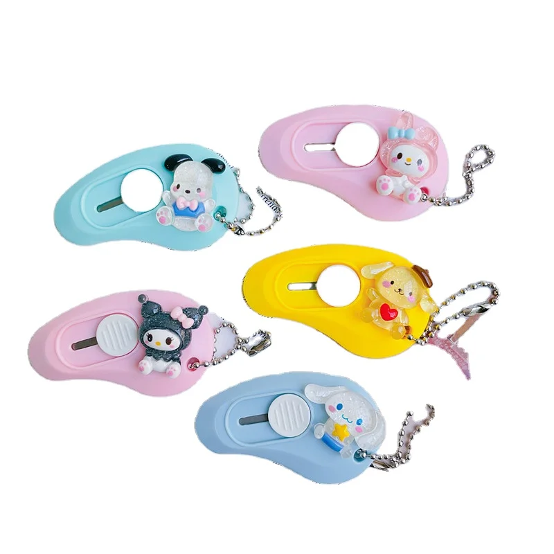 Sanrios Kawaii Mini Utility Knife Cute Cartoon Paper Cutter Box Opener Handmade Portable Student Craft Creative Paste Toys