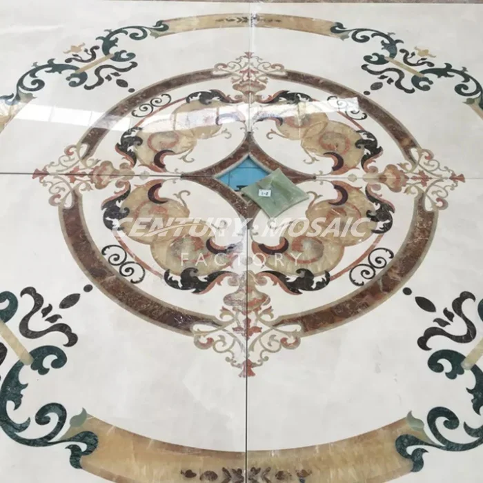 Centurymosaic Wholesale Square Marble Stone Medallion Waterjet Mosaic Tile Flower Pattern Design for Floor