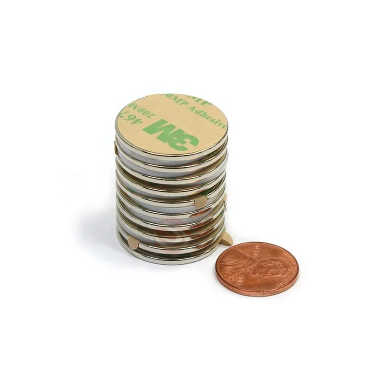 Customized N35 Circle Disc Round Neodymium Magnets NdFeB Magnetic with Self-adhesive