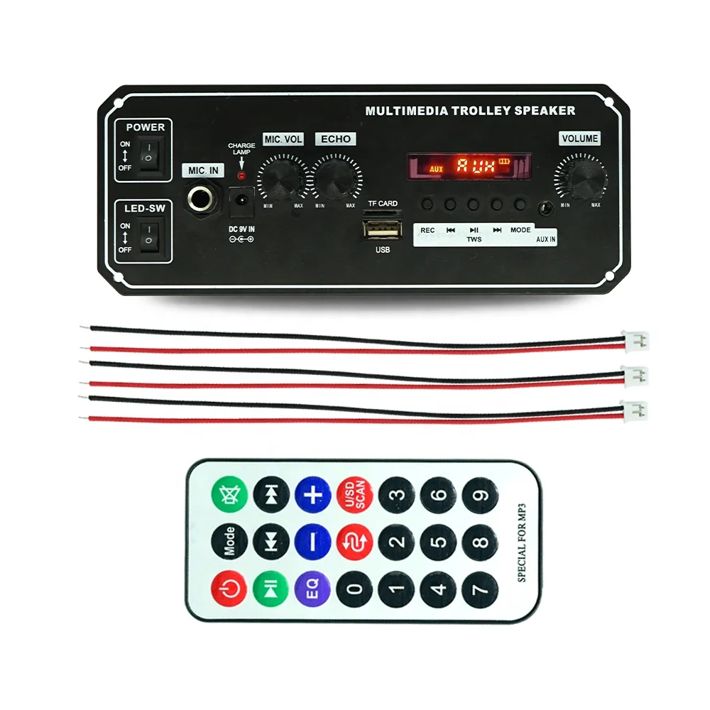 JLH-703 2*10 WATT SPEAKER AUDIO AMPLIFIER BOARD WITH BT RGB colorful lamp 7.4v for trolley speaker