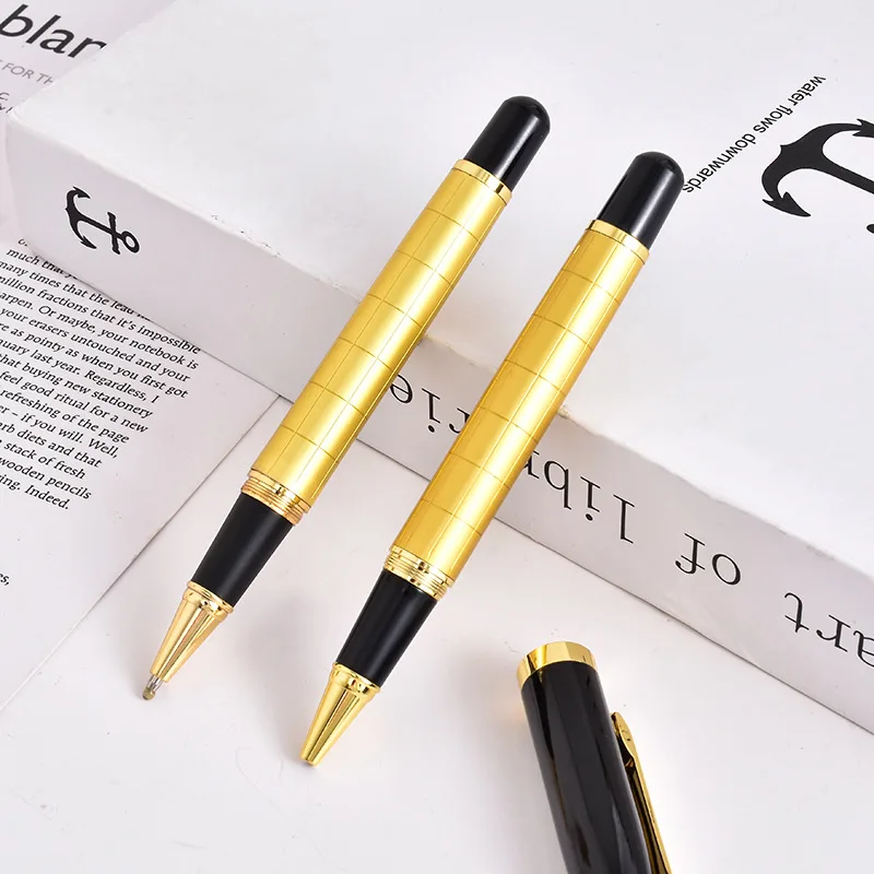 Ballpoint pen gold-plated gold signature square checkered signature business office pen