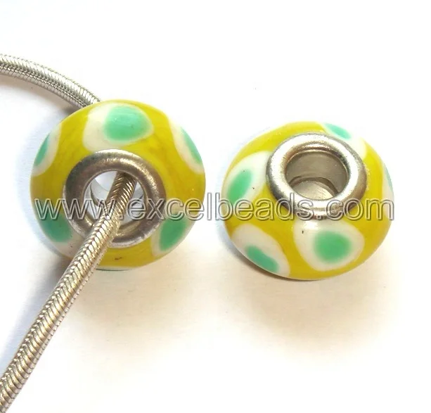 Lamp work Glass Beads wholesale Large hole beads Disc shape beads for jewelry