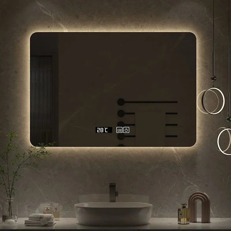 Customized led bathroom mirror backlight smart hotel bedroom defogging large espejo decorative mirror