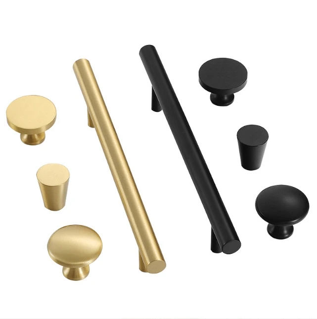 228mm Gold and black Modern High Quality Furniture Handles Gold Brushed Solid Stainless Steel kitchen bar handles