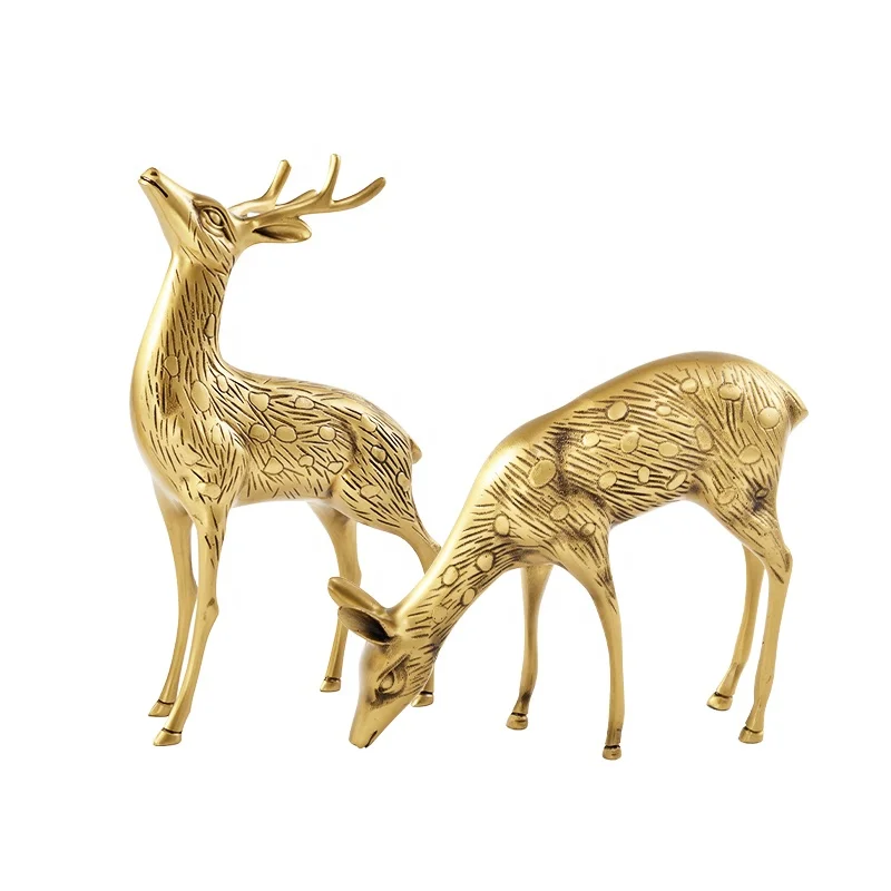 Декоративная статуэтка из чистой меди, латунная Статуэтка оленя, Металлическая статуэтка оленя, слон, бульфайтинг, фигурка животного