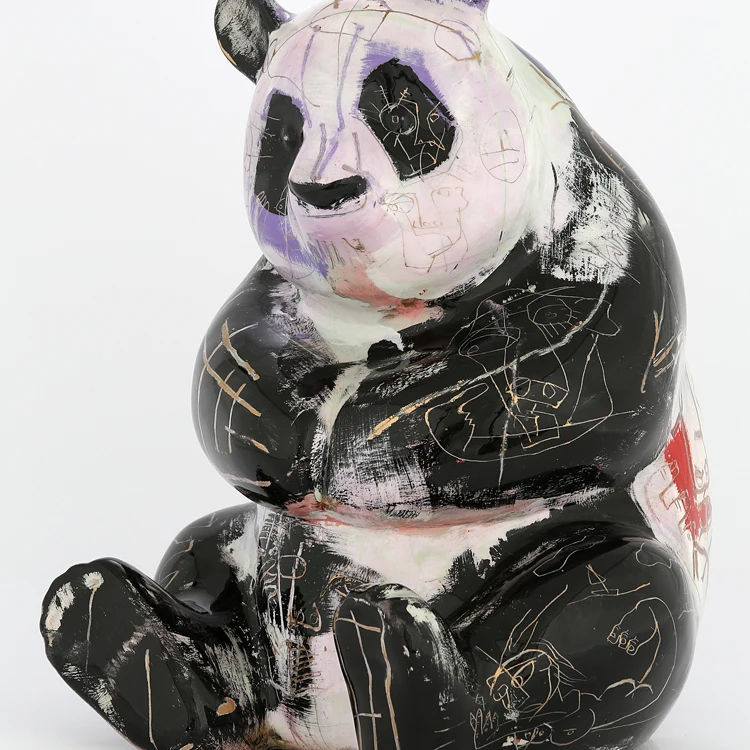 Hot Sale Animal Sculpture Sitting Panda Statues for Shopping Mall Decoration