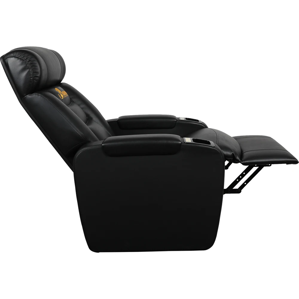 High quality VIP custom logo cinema theatre leather sofa seating with electric recliner and cup holder
