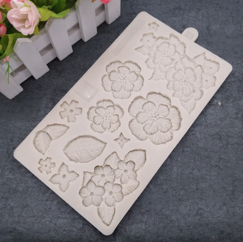 Hydrangea and Jasmine Shape Silicone Flower Fondant Decorating Molds 3D Homemade Chocolate Cake Bakeware Resin Clay Making Tools