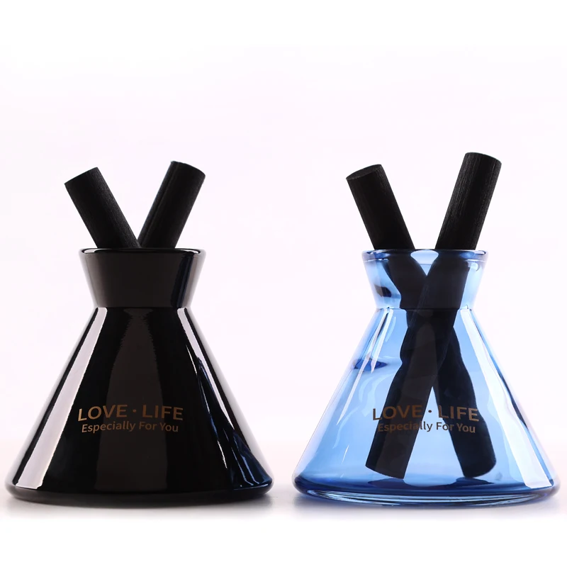 Creative Blue Black Amber 200ml Fragrance Aromatherapy Jar Scent Diffuser Container Empty Clear Glass Reed Diffuser Bottles