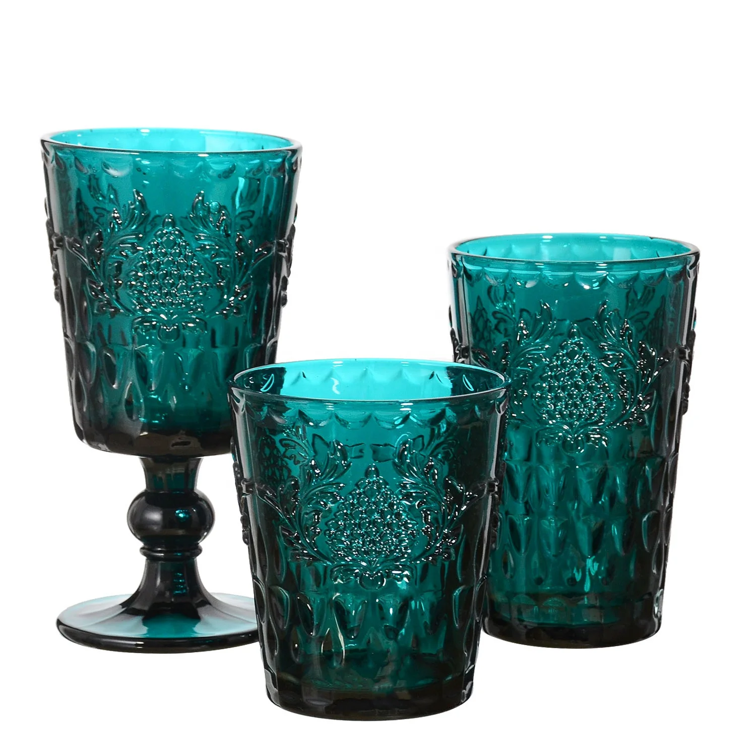 Samyo custom wedding glassware vintage Raspberries design pink colored drinking glass goblet red wine glasses