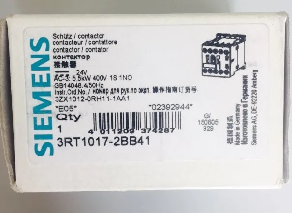 Контактор постоянного тока Siemens 3RT10171BB41