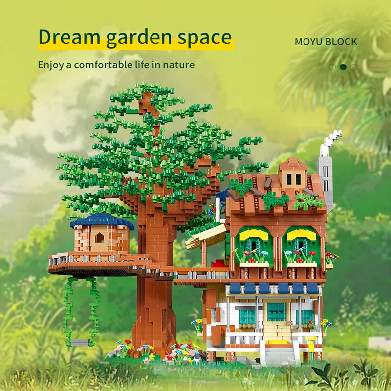MOYU 3308PCS Plastic City Architecture Building Blocks Sets Micro Mini Blocks Tree House