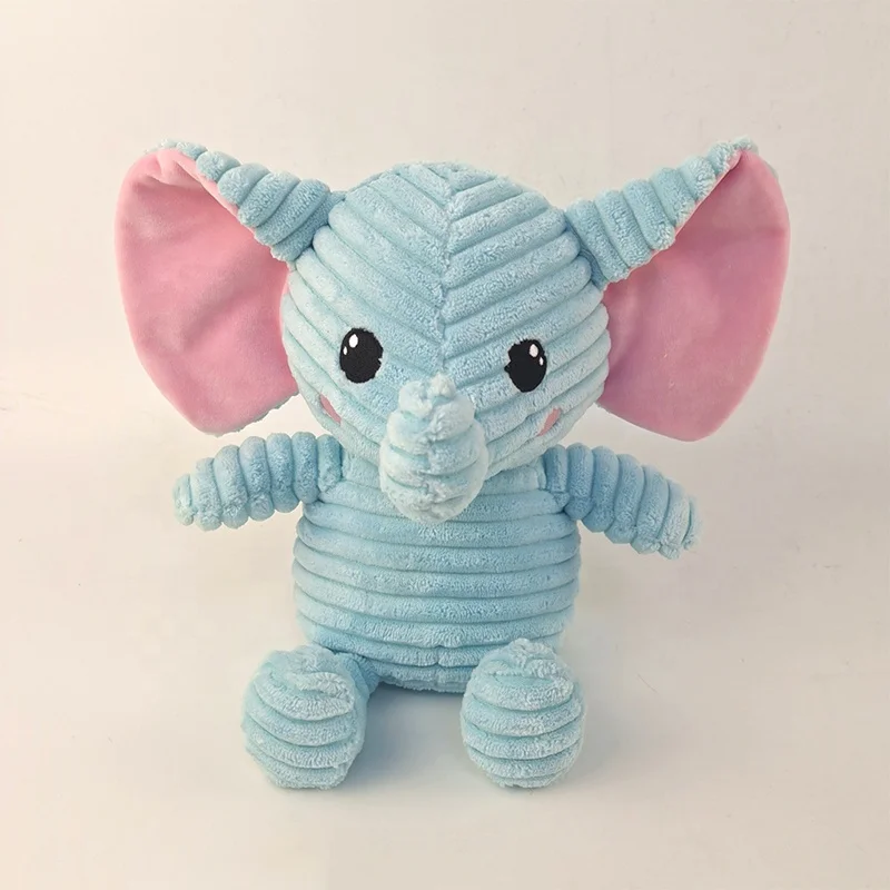 2024 New Customize Animal Shape 12 Inch Blue Elephant Pink and White Bunny Striped Pig Rhino Plush Toy of Stripe Cat