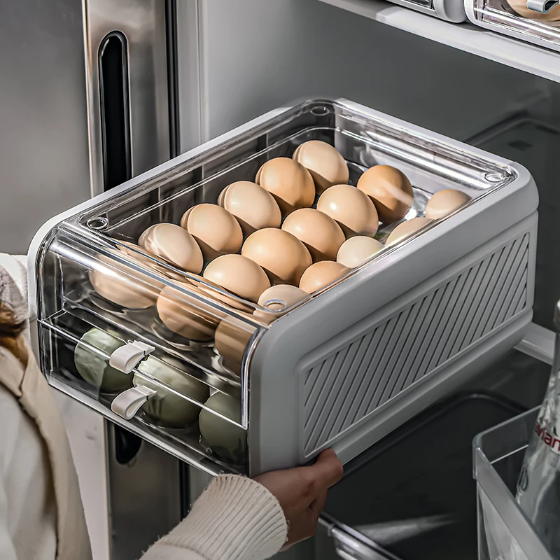 
Factory Price Wholesale refrigerator egg storage box refrigerator storage drawer box storage stackable boxes 