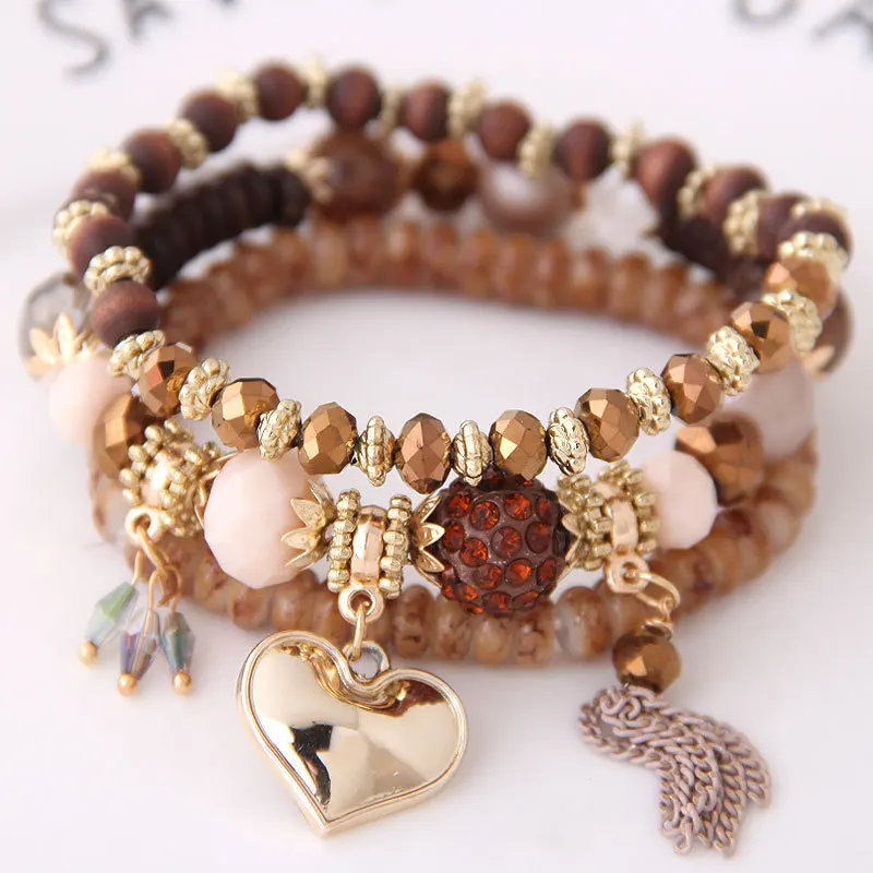  New romantic bead jewelry custom design stone bracelets women bracelete gold plated