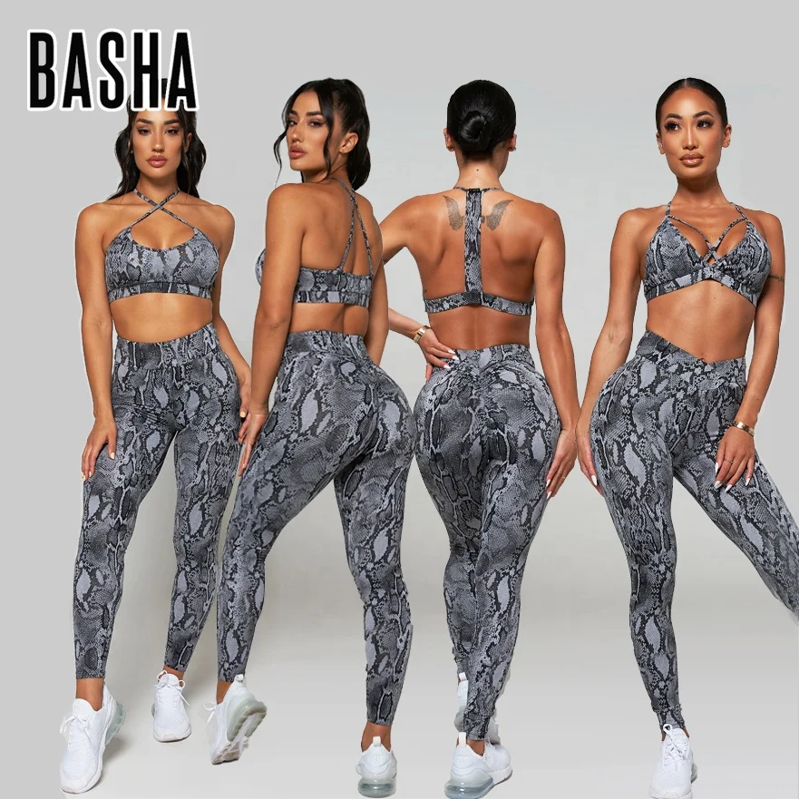 Женские Компрессионные Леггинсы BASHAsports stomize большого размера с принтом для йоги фитнеса тренажерного зала спортивная одежда
