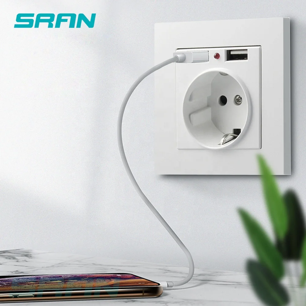 European EU Germany power wall electric outlet socket with USB