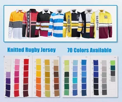 Men Custom Long Sleeve Rugby Polo Jumpers Football Jersey Wear Cotton Knitted Striped Rugby Shirt
