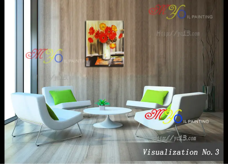 still life red flower vase Handmade Artworks Modern Design Decorative Canvas Wall Art oil painting