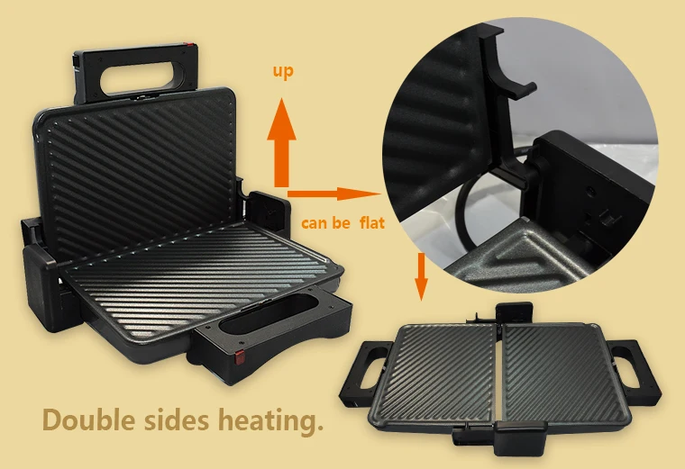 BBQ Steak Hamburger Panini Electric Sandwich Maker Grill Meat Roaster Machine Egg Frying Pan Breakfast Toaster removable