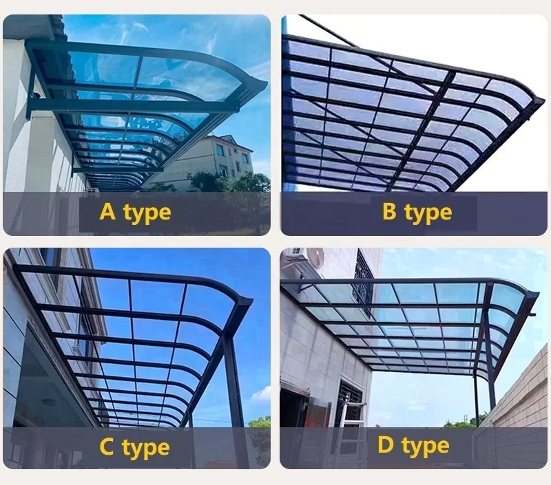 Amas All Season Canopy Powder Coated Polycarbonate Roof Awning Terrace Cover Impact Resistance Patio Cover