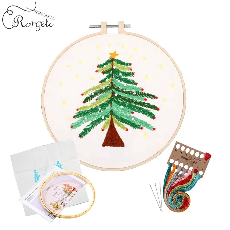 
DIY Christmas Tree Handcraft Embroidery Kit Beginner Sewing Needlework Cross Stitched Embroidery Kit 