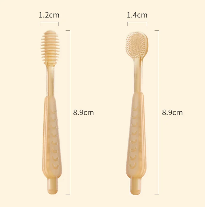 Baby Soft Bristle Toothbrush and Silicone Tongue Brush Infant Toddler Oral Care Toothbrush Training Teeth Brushes with Cover