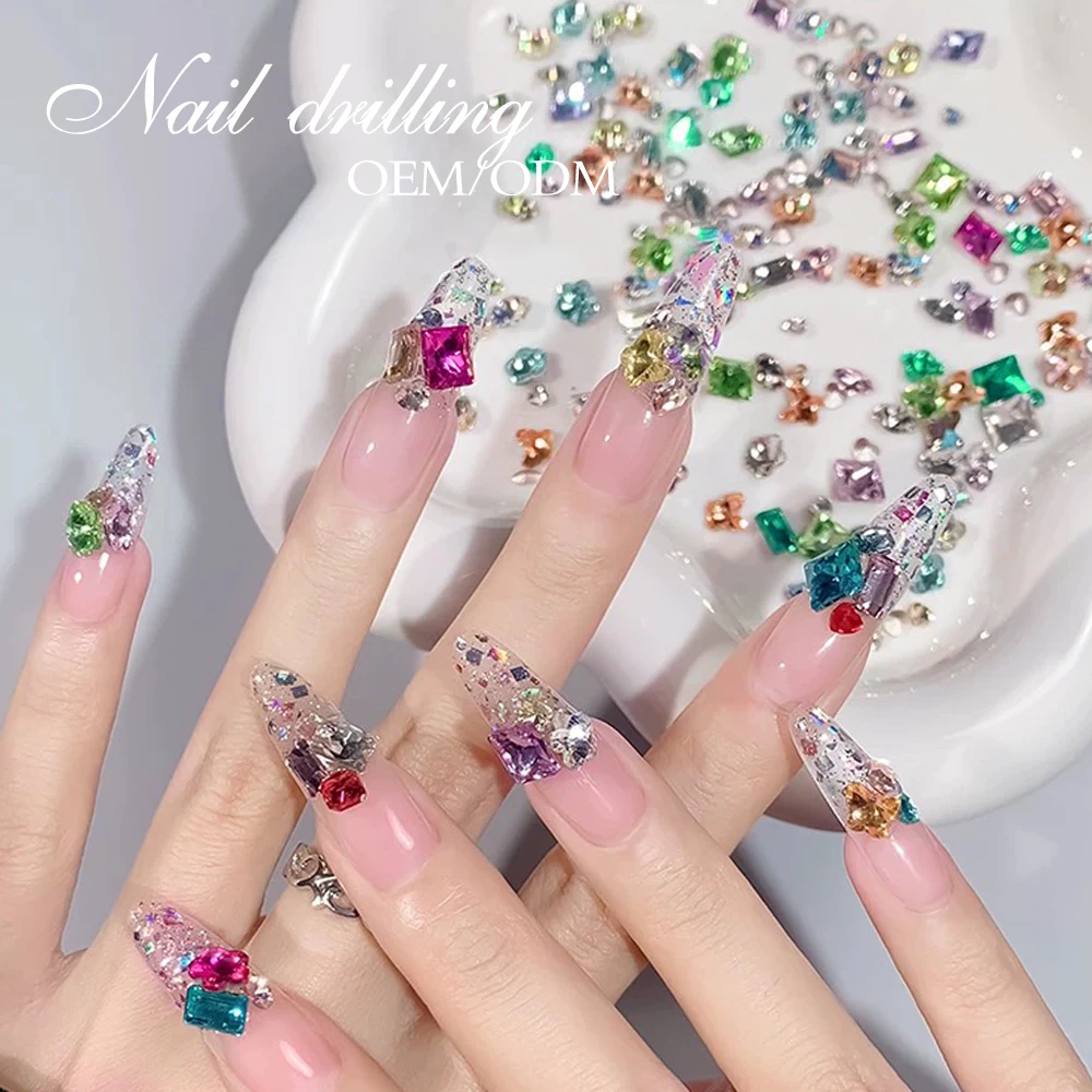 3D Crystal AB Nail Rhinestones Flat Pixie Mixed Shapes DIY Nail Swarovskis Rhinestone
