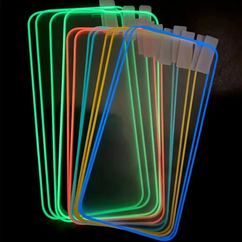 Night Light 9H Luminous Tempered Glass Screen Protector For iphone 14 Plus 13 Pro Max 12 Mini