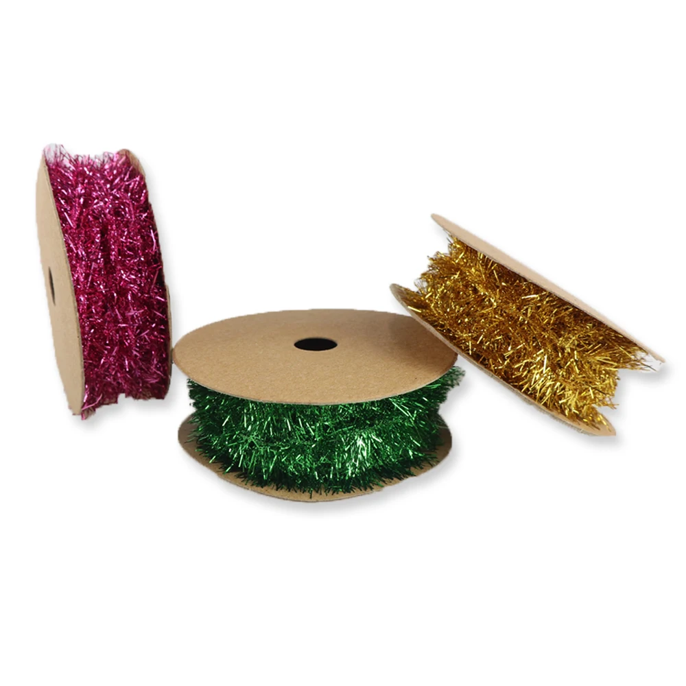 Elsas Christmas Tinsel Glitter chenille DIY craft Colorful Metallic Tinsel wire artificial glitter tinsel