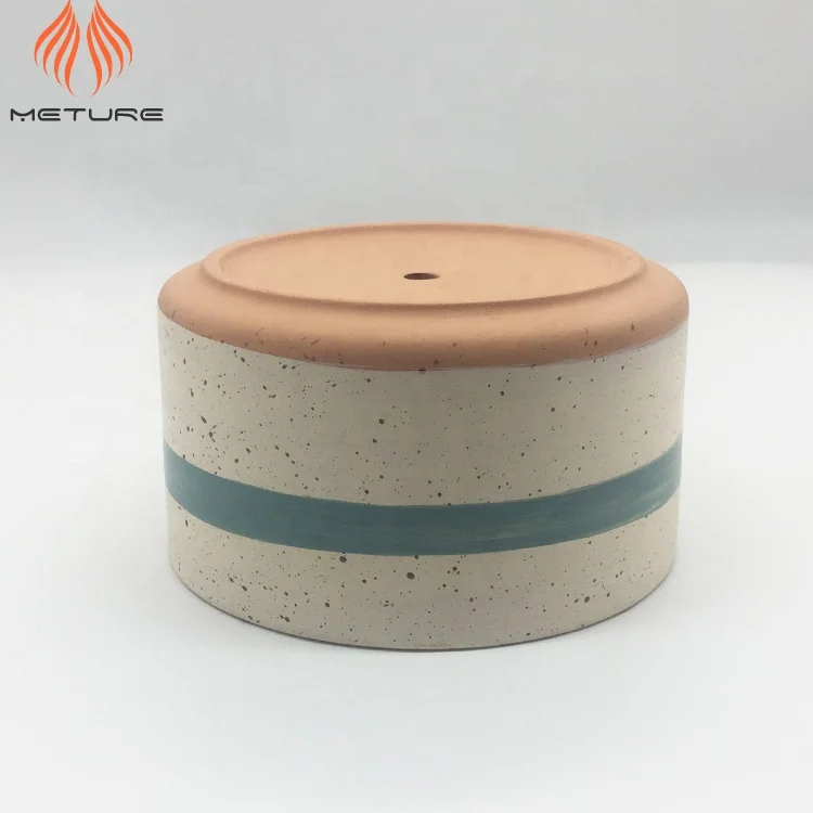 White glazed with terracotta bottom succulent ceramic pots planters with spots