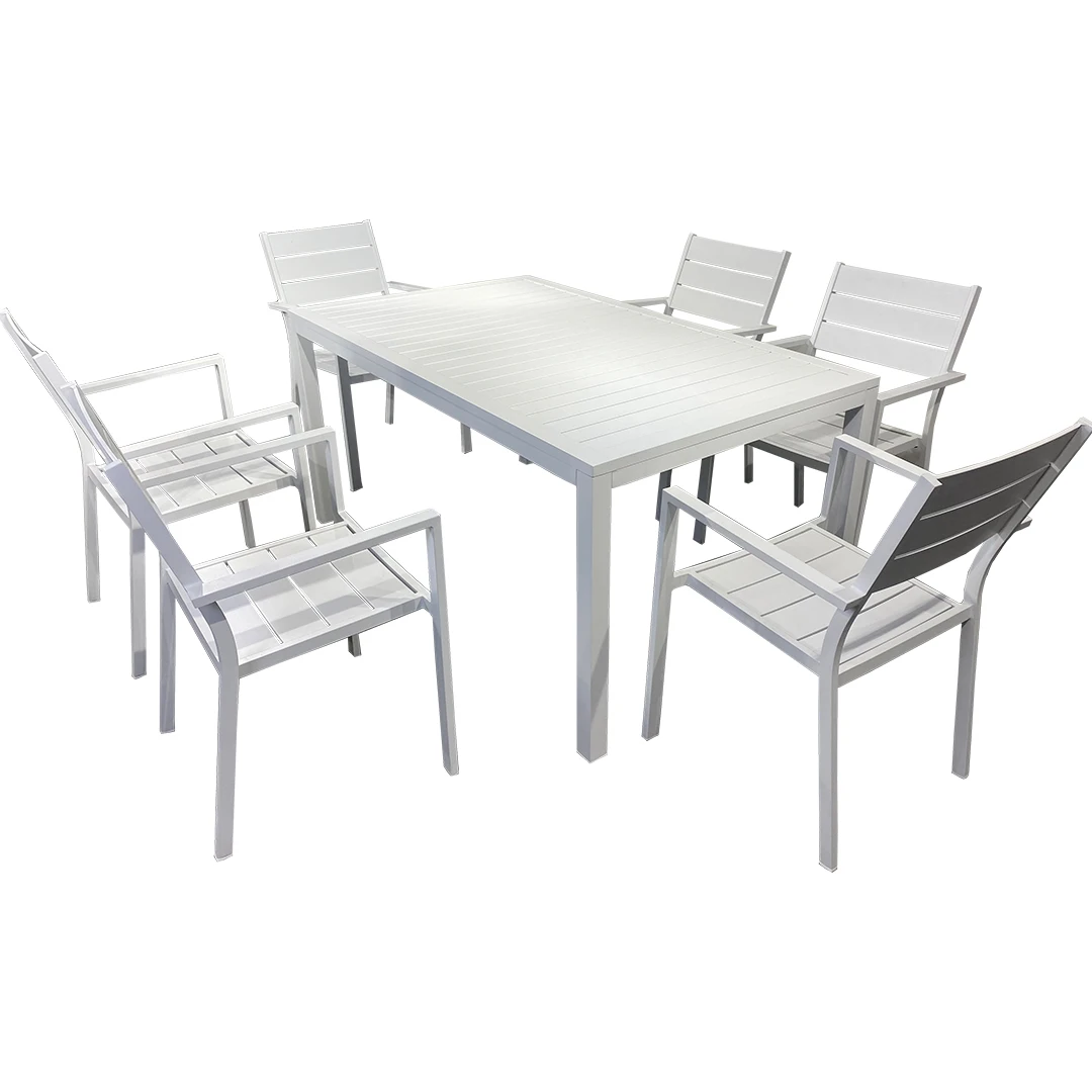 7 Piece Modern Aluminum Outdoor Patio Conversation Dining Dinning Tables and Chairs Patio Garden Furniture Set