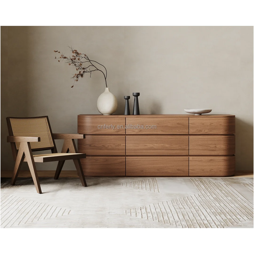 FERLY Luxury Bedroom Furniture Modern American Design Dresser Chest Table Sets Oak 9 Drawer Dresser